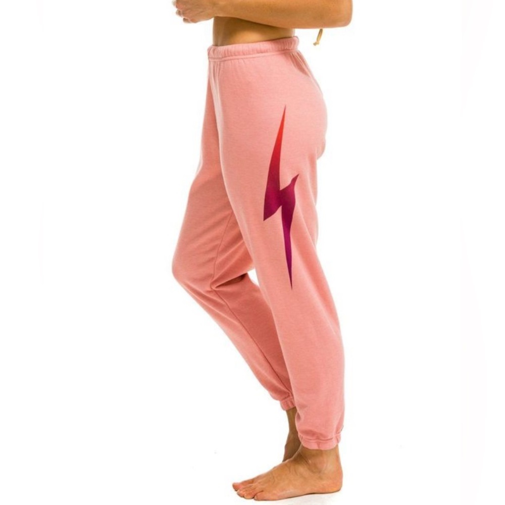 Aviator Nation Sweatpants PINK  Bolt Fade jogger lightning Women's XSmall